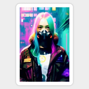 Abstract Cyberpunk Girl Magnet